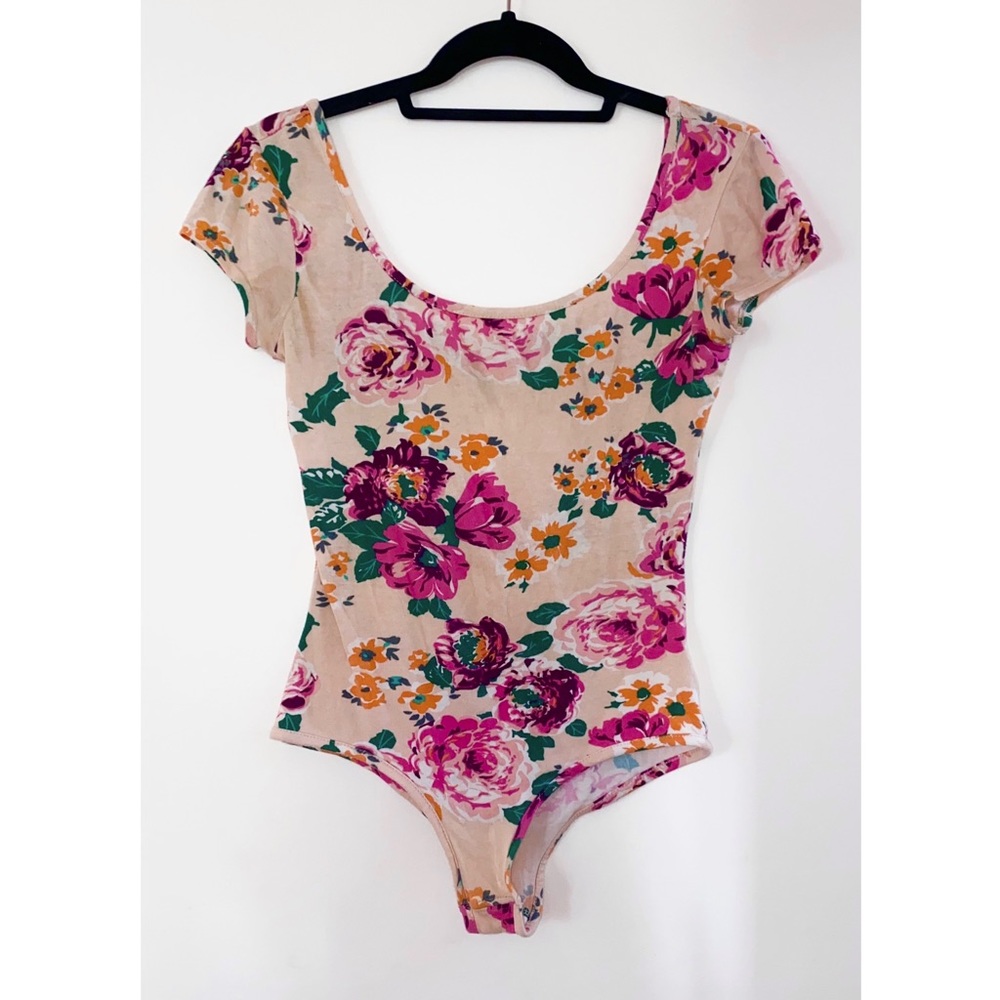 Charlotte Russe Pink Floral Bodysuit